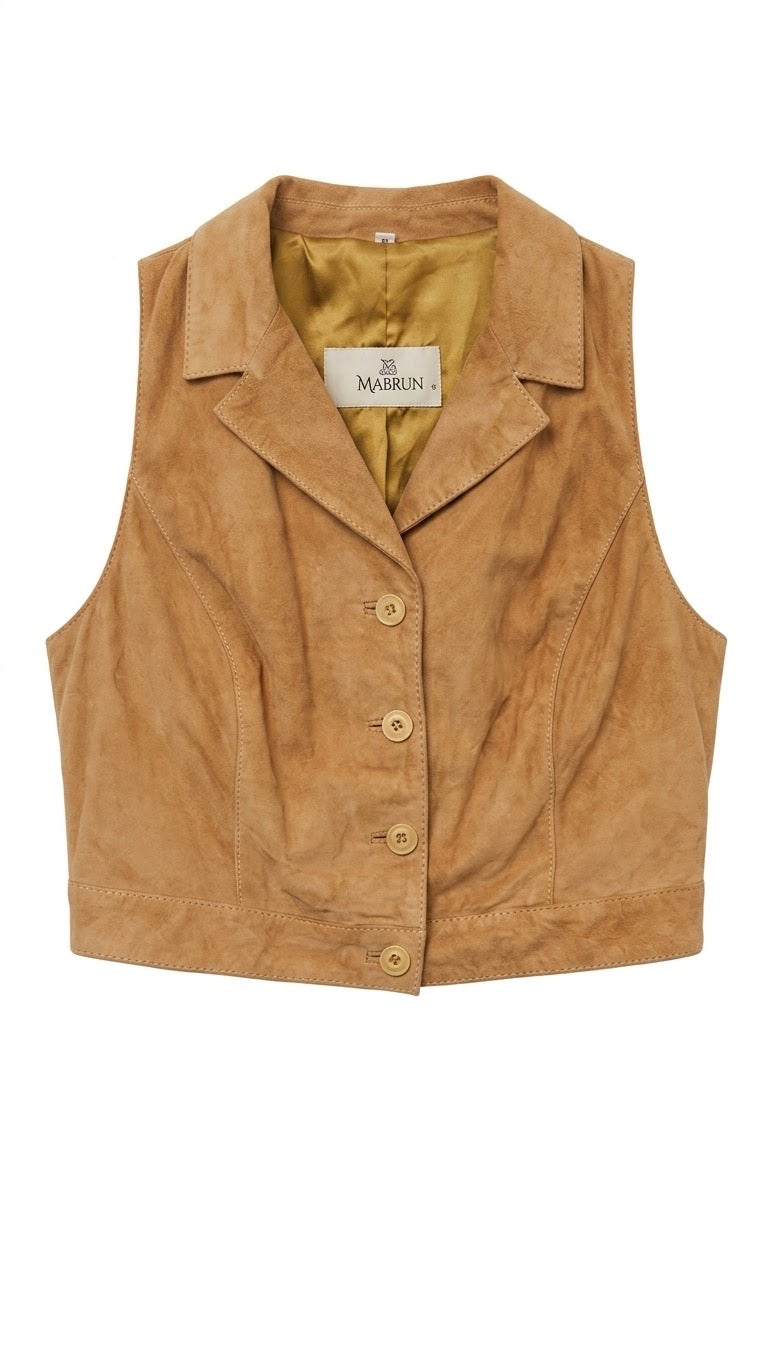 GILET CROP VERA PELLE