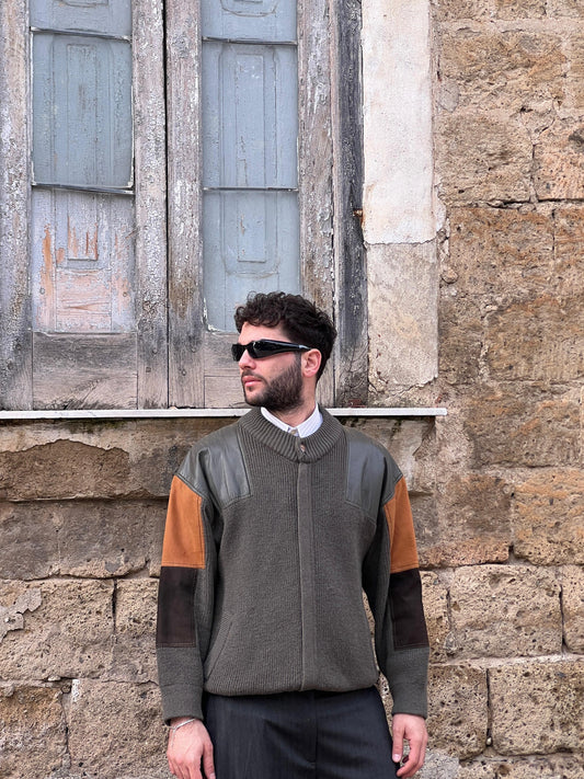 MAGLIONE CON INSERTI IN PELLE