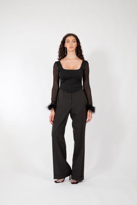 MAGLIA CORSETTO CON PIUME